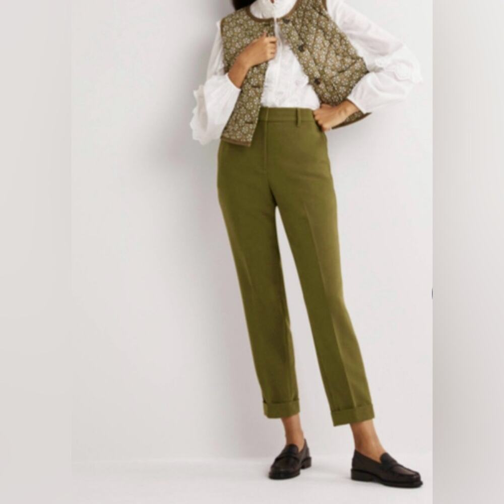Boden Tailored Turn Up Trouser Olive Green Cuffed 6